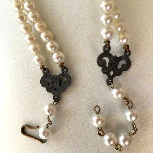 vintage two strand faceted AB glass beads choker necklace - Picture 5 of 6